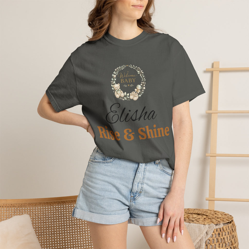 Personalized 'Rise & Shine' T-Shirt — Custom Name Floral Monogram Tee