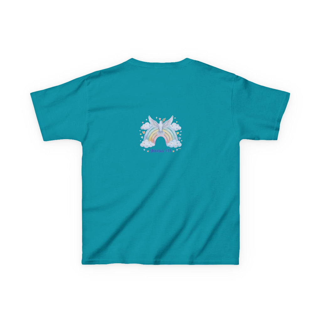 Christian Kids T-Shirt — "God Keeps His Promises" Rainbow Dove Tee | Psalm 145:13
