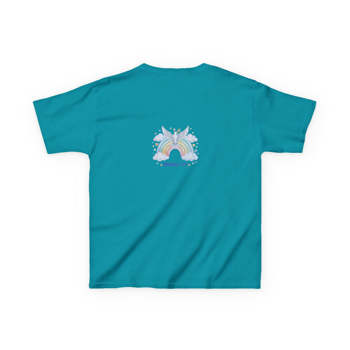 Christian Kids T-Shirt — "God Keeps His Promises" Rainbow Dove Tee | Psalm 145:13