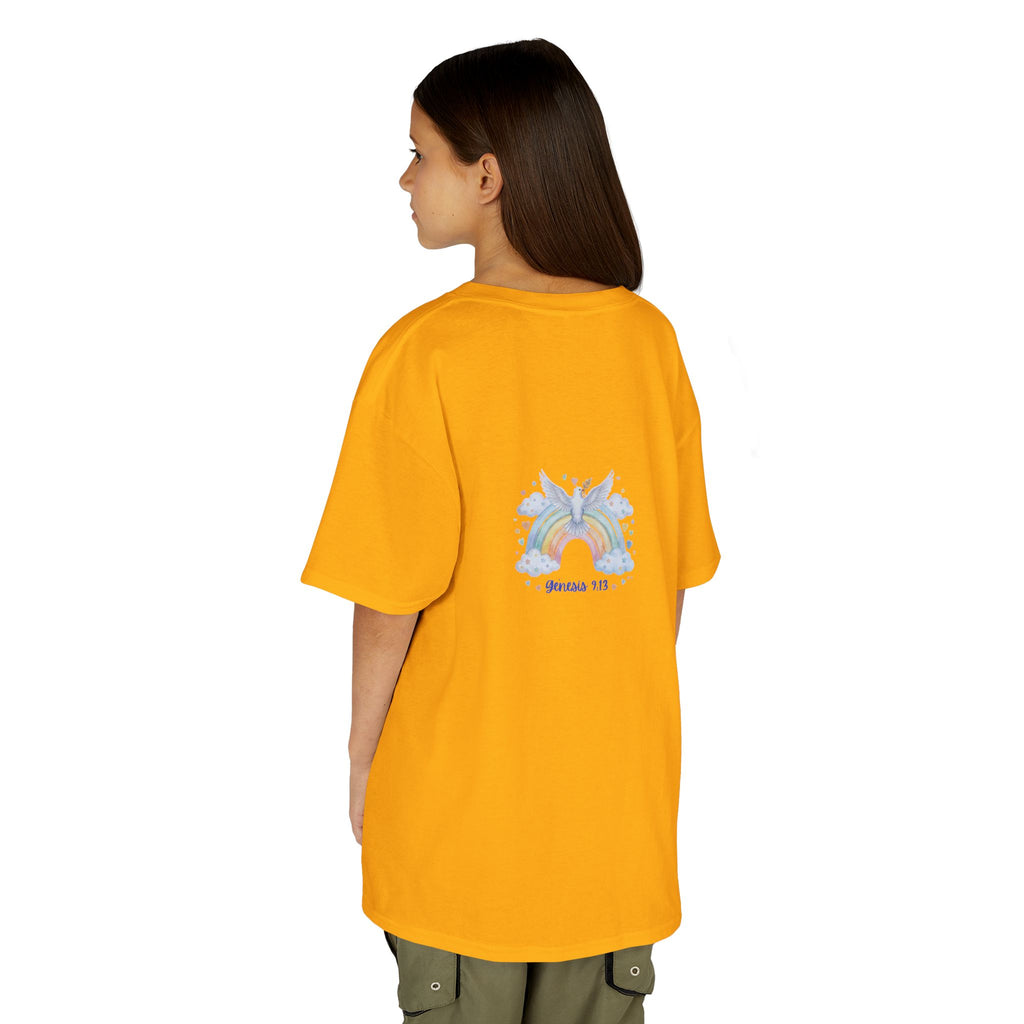 Christian Kids T-Shirt — "God Keeps His Promises" Rainbow Dove Tee | Psalm 145:13
