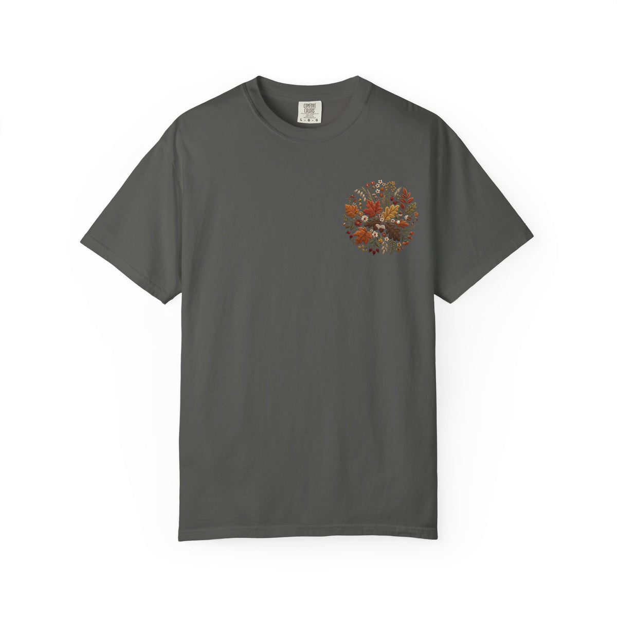 T-Shirt — Autumn Floral Wreath Tee (Fall Leaves Chest & Back Print)