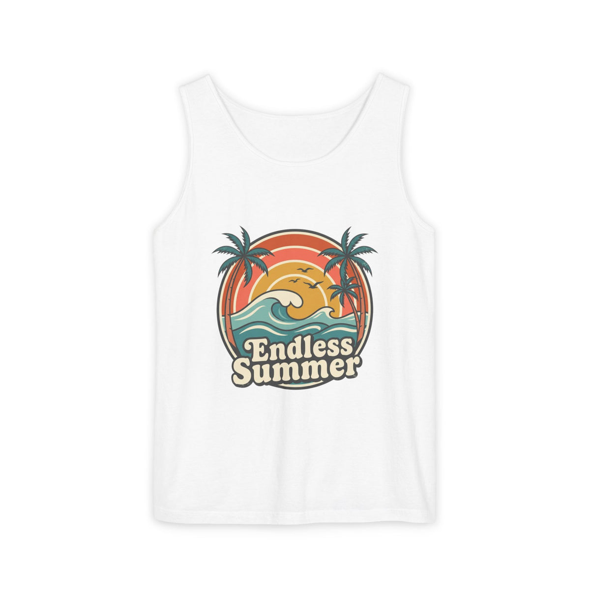 Endless Summer Tank Top — Retro Beach Palm Tree Surf Graphic