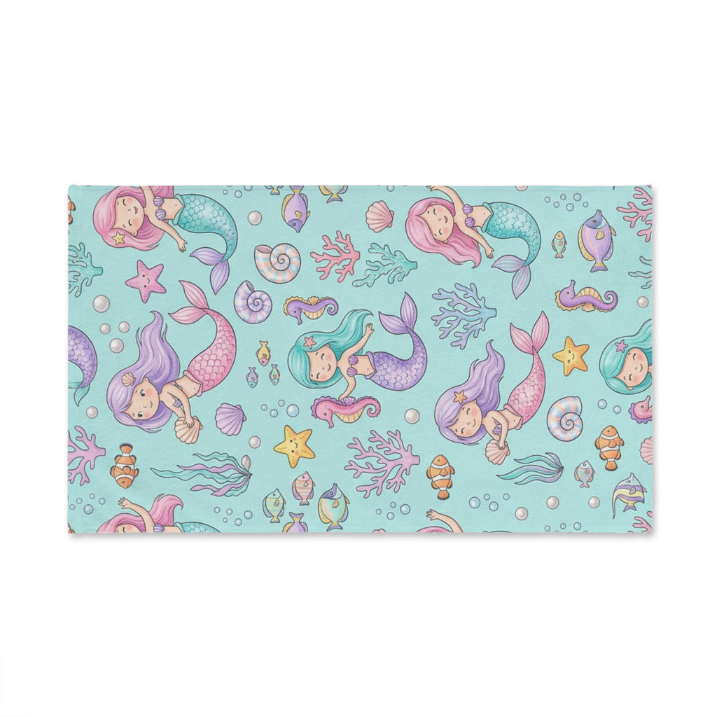 Pastel Mermaid Hand Towel — Cute Ocean Nursery Bath Towel for Kids