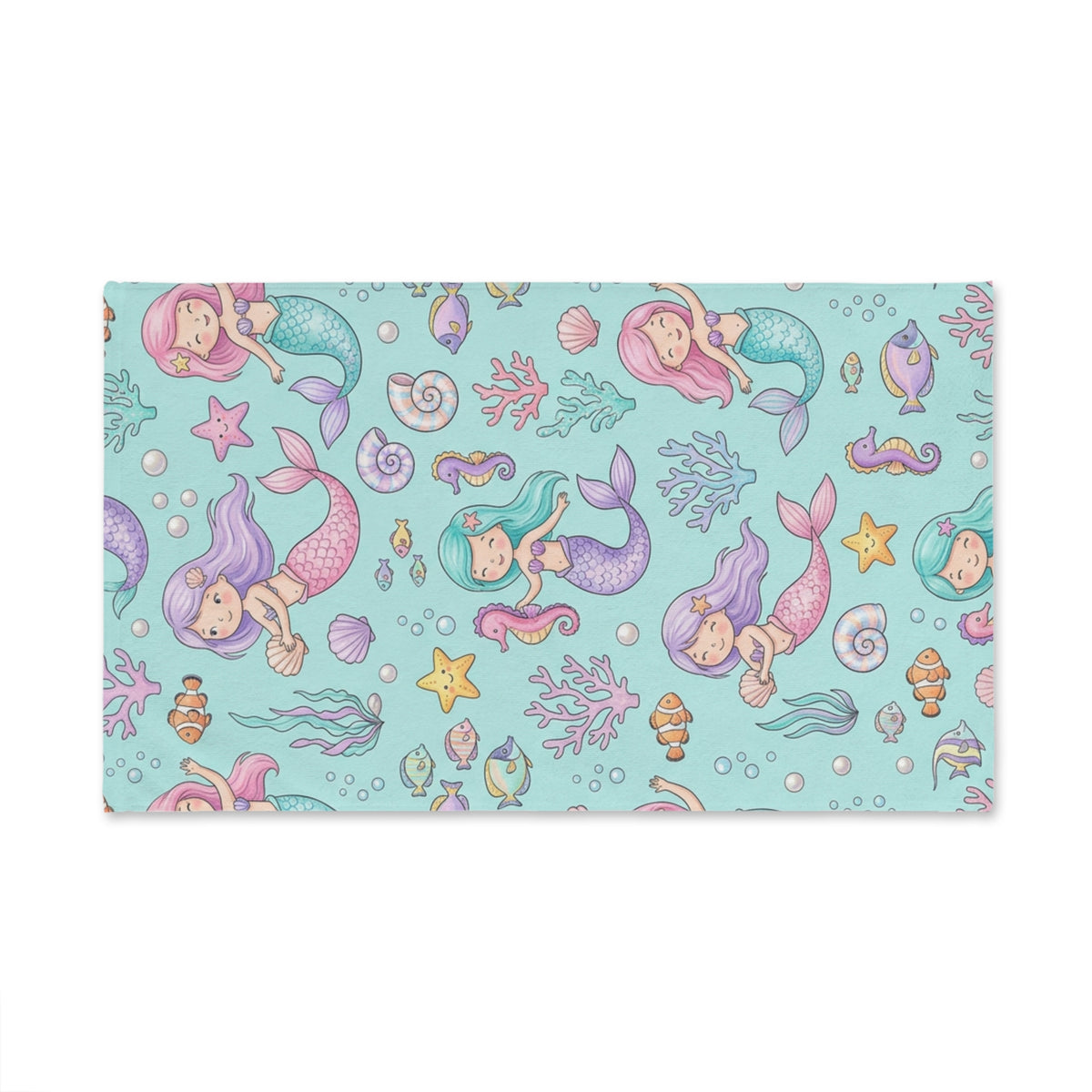 Pastel Mermaid Hand Towel — Cute Ocean Nursery Bath Towel for Kids