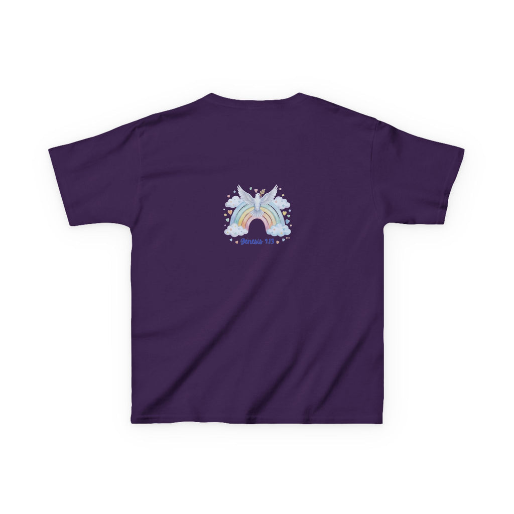 Christian Kids T-Shirt — "God Keeps His Promises" Rainbow Dove Tee | Psalm 145:13