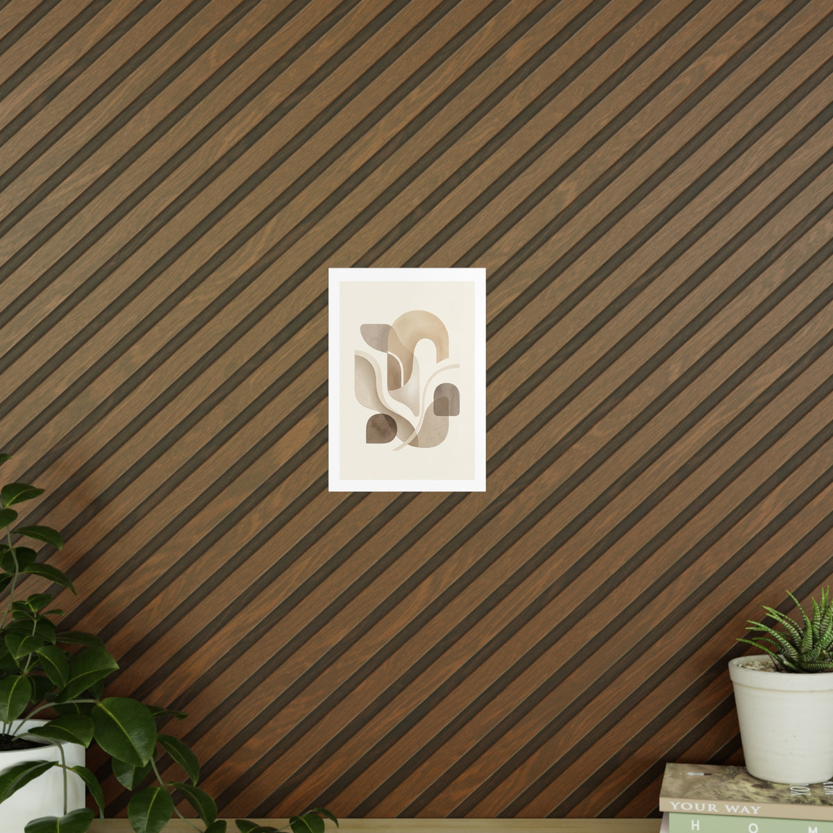 Beige Botanical Wall Art Poster — Minimalist Neutral Print, 250gsm Photo Paper, Matte or Satin
