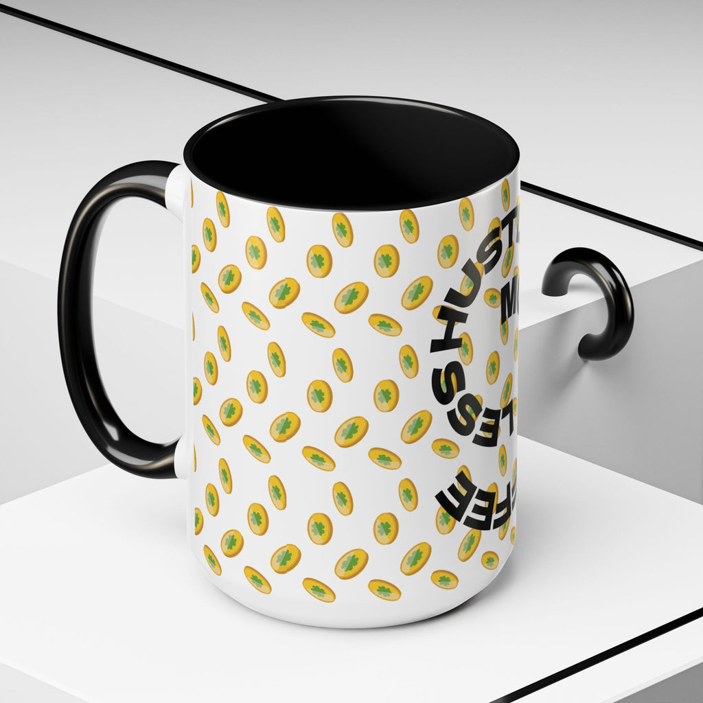 Hustle More Coffee Mug — Avocado Pattern Accent Mug (11/15oz