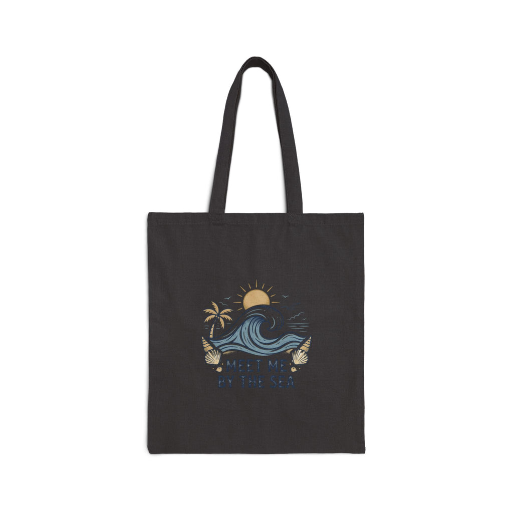 Meet Me By The Sea Cotton Tote Bag — Beach Wave Palm Eco Shopper