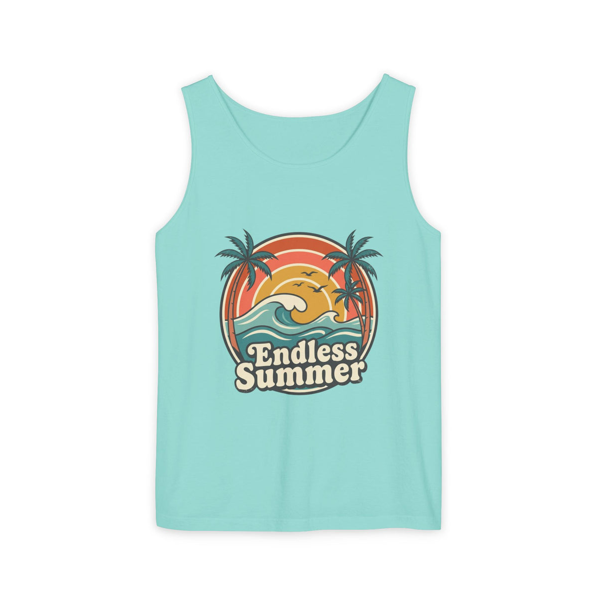 Endless Summer Tank Top — Retro Beach Palm Tree Surf Graphic