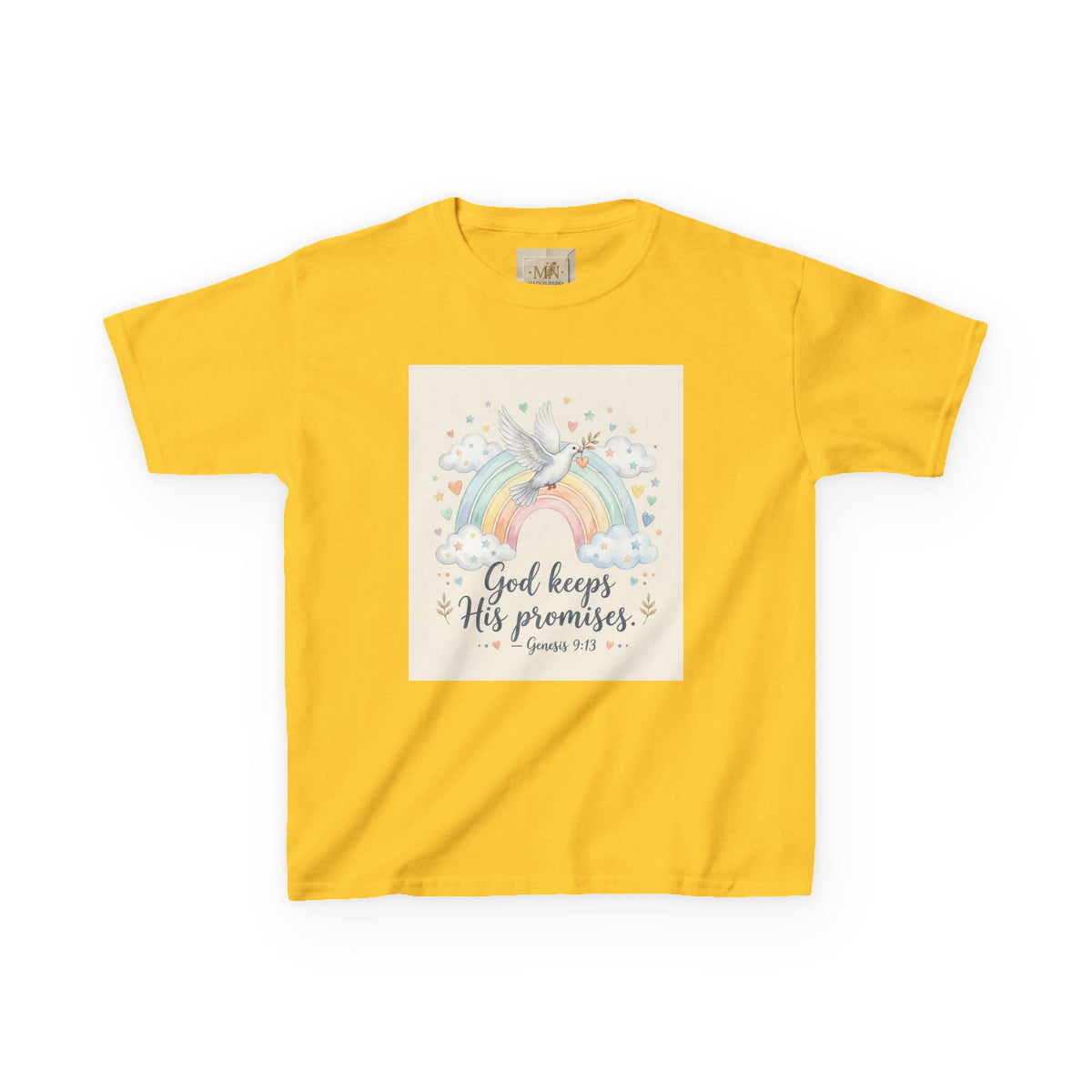 Christian Kids T-Shirt — "God Keeps His Promises" Rainbow Dove Tee | Psalm 145:13