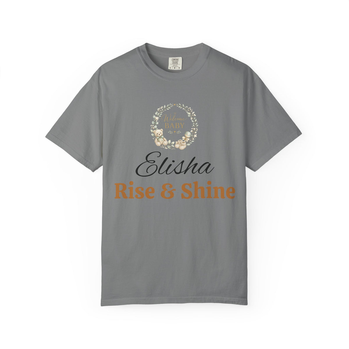 Personalized 'Rise & Shine' T-Shirt — Custom Name Floral Monogram Tee