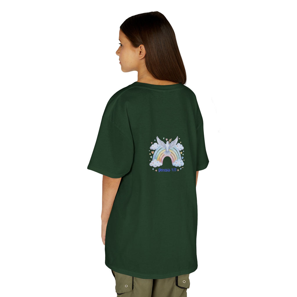 Christian Kids T-Shirt — "God Keeps His Promises" Rainbow Dove Tee | Psalm 145:13