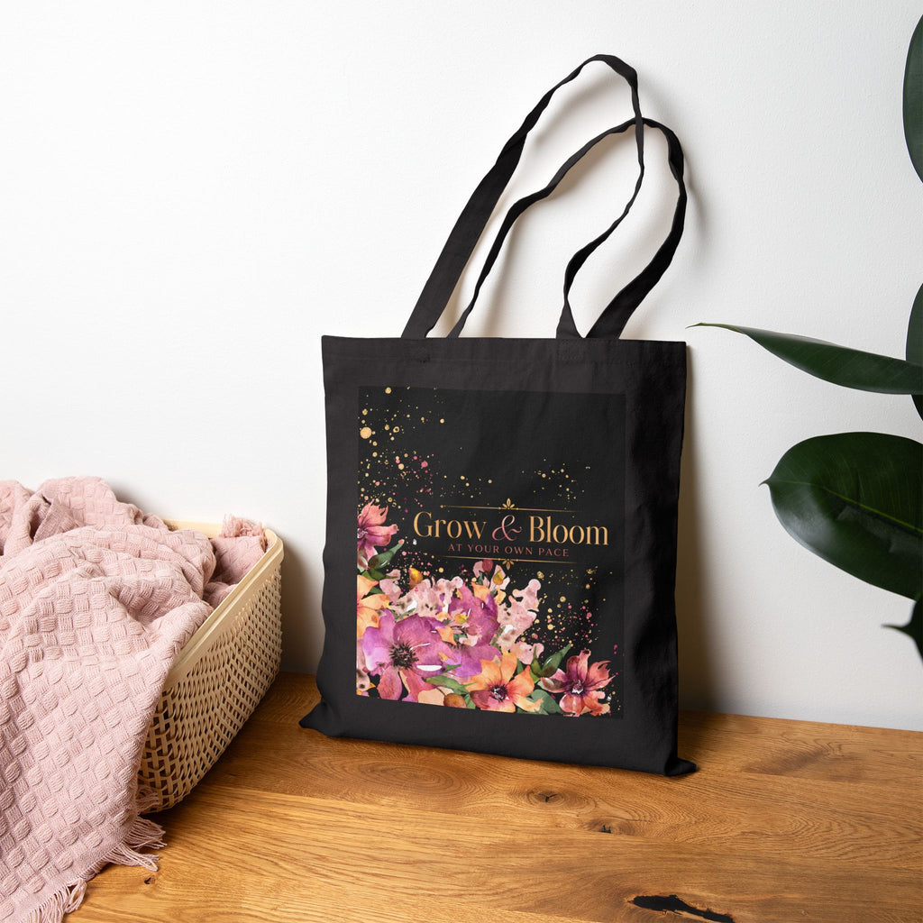 Grow & Bloom Floral Canvas Tote Bag