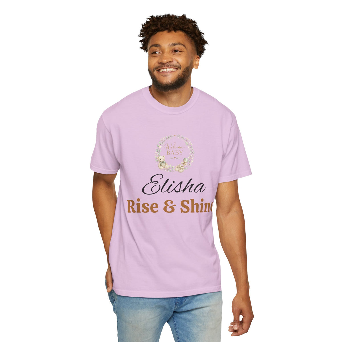 Personalized 'Rise & Shine' T-Shirt — Custom Name Floral Monogram Tee