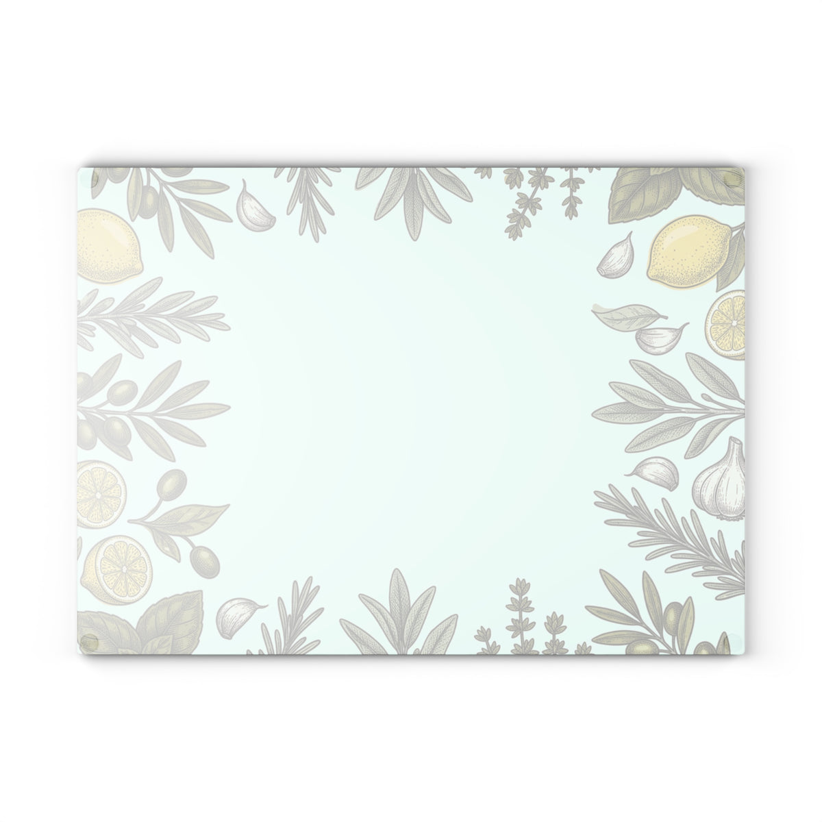 Herb & Lemon Glass Cutting Board — Decorative Kitchen Chopping Board