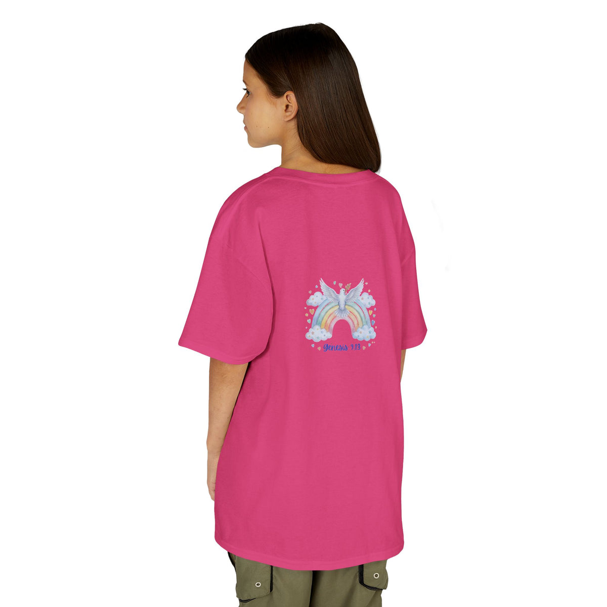 Christian Kids T-Shirt — "God Keeps His Promises" Rainbow Dove Tee | Psalm 145:13
