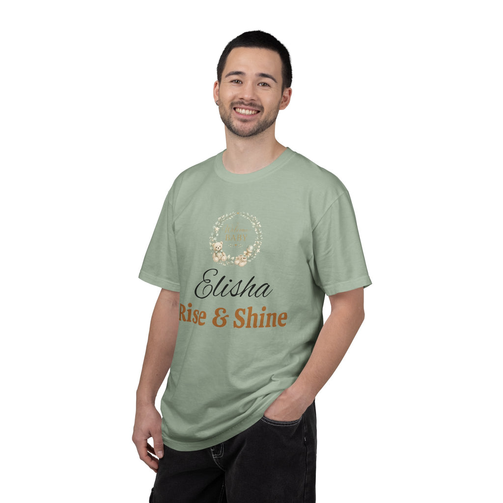 Personalized 'Rise & Shine' T-Shirt — Custom Name Floral Monogram Tee