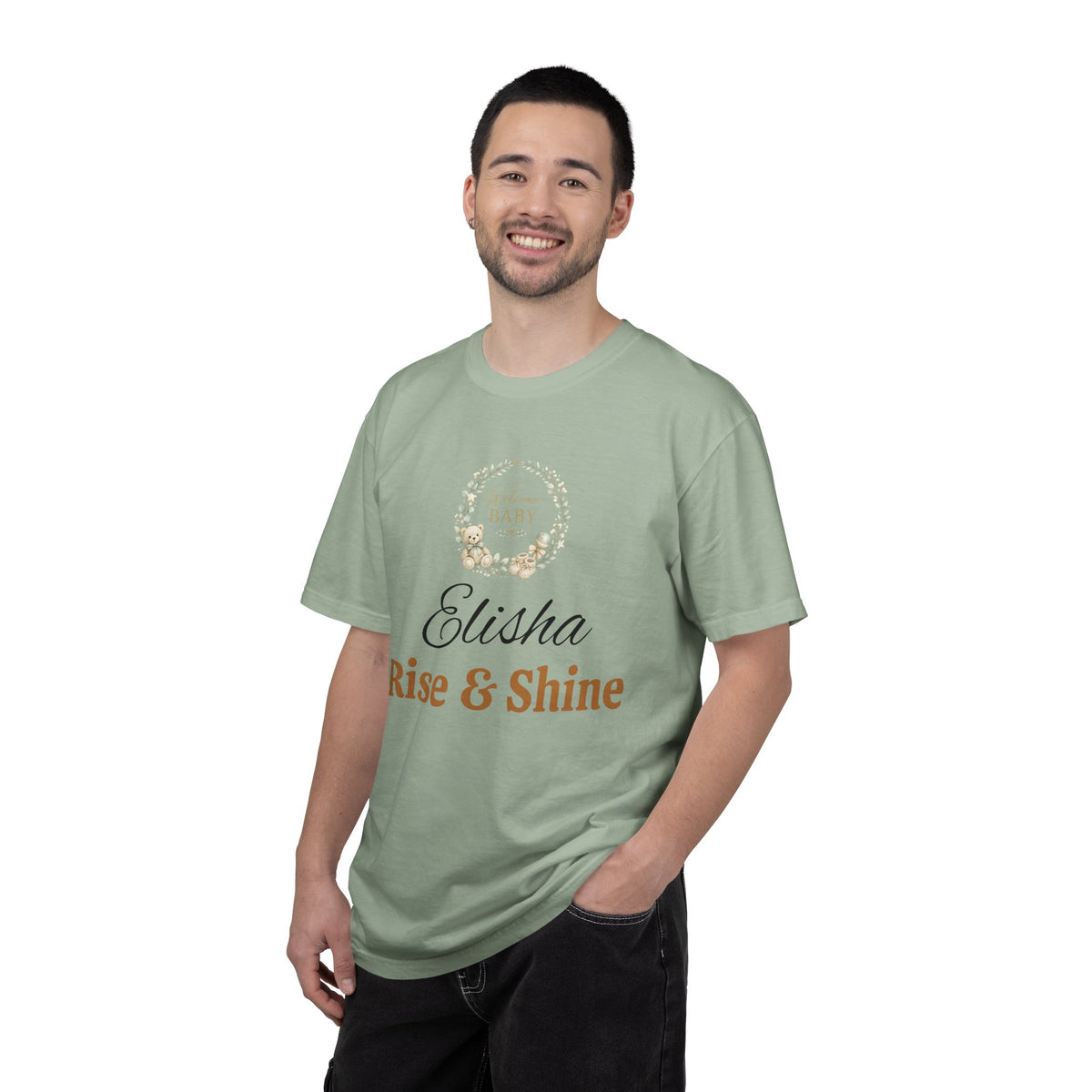 Personalized 'Rise & Shine' T-Shirt — Custom Name Floral Monogram Tee