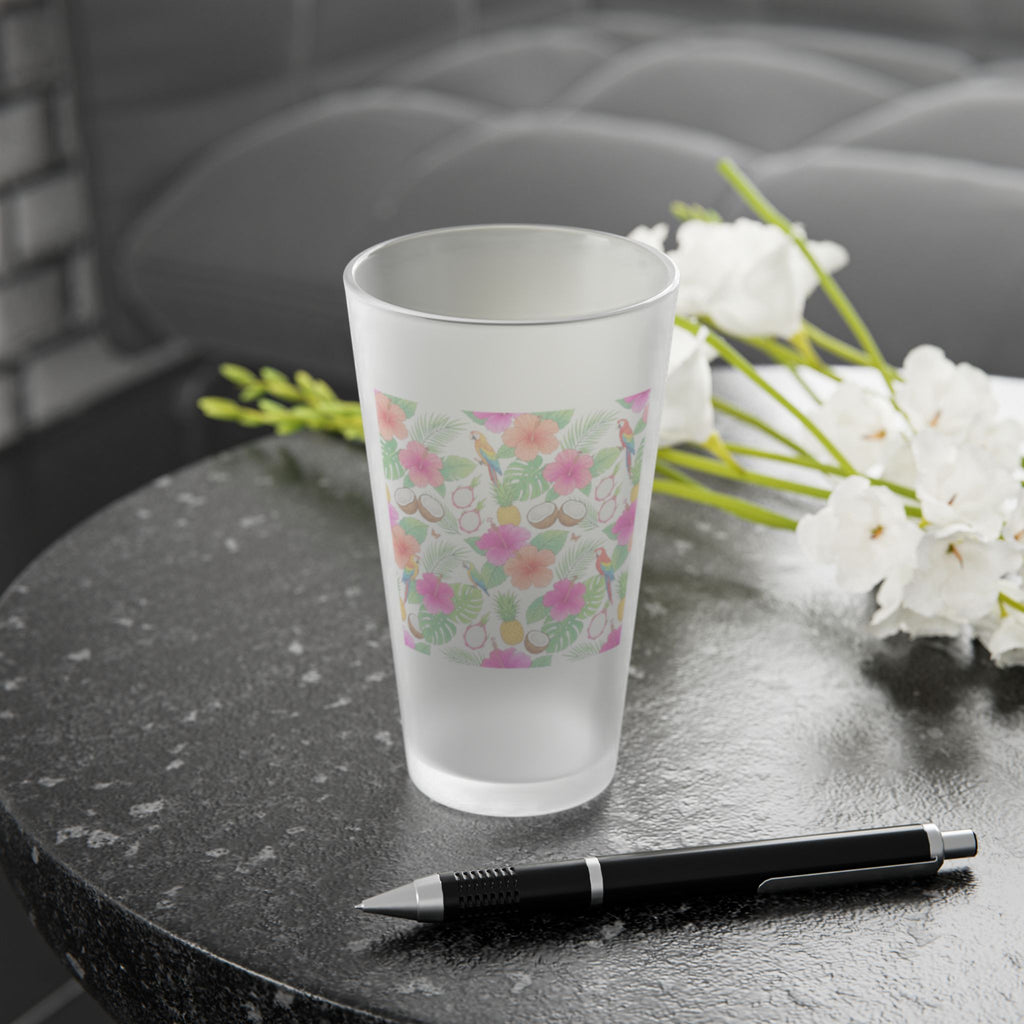 Frosted Pint Glass – Watercolor Floral 16oz Beer & Drink Glass