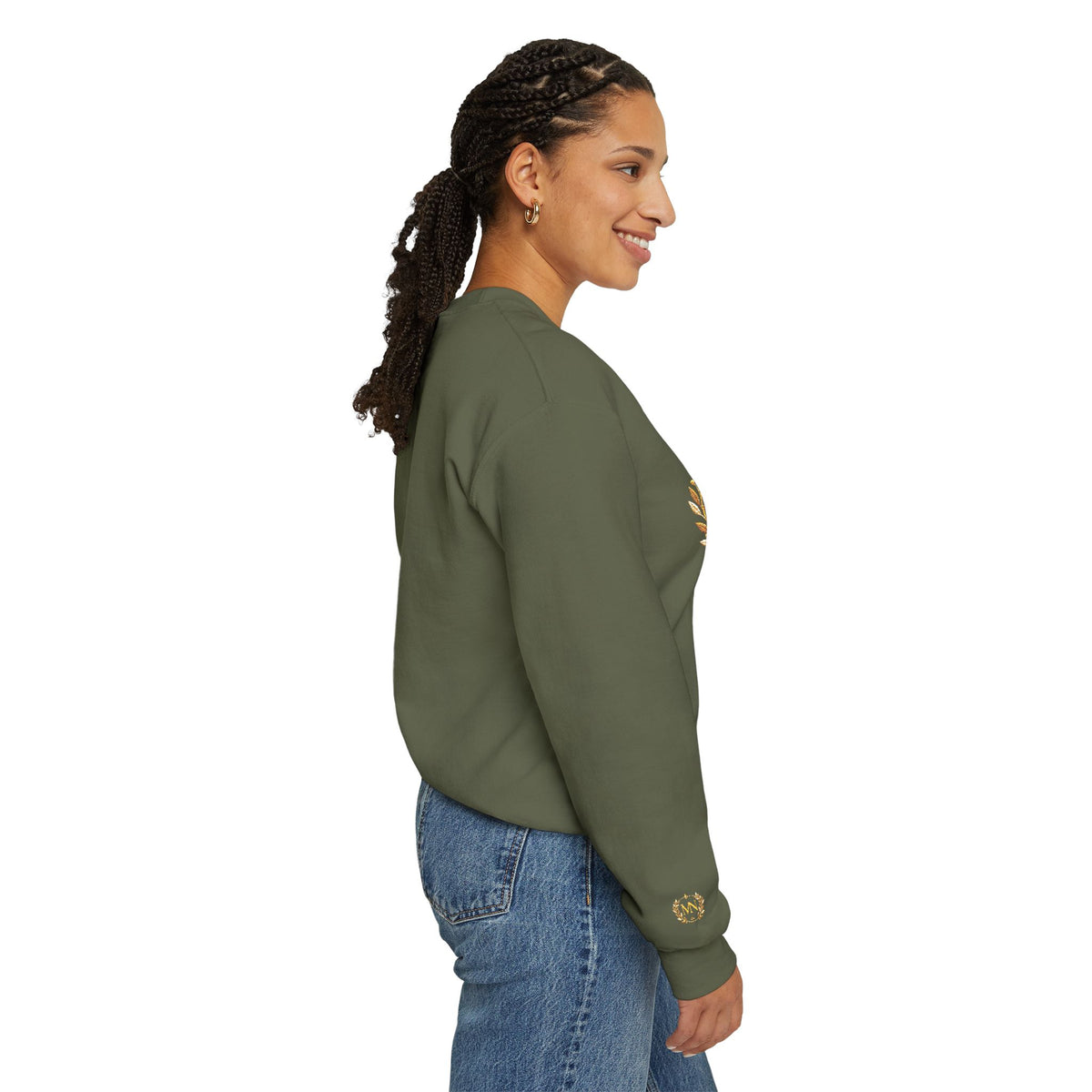 Gold Laurel Monogram Crewneck Sweatshirt