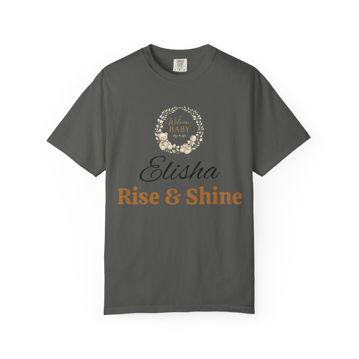 Personalized 'Rise & Shine' T-Shirt — Custom Name Floral Monogram Tee