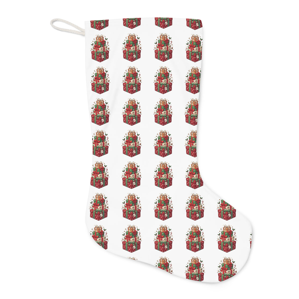 Santa Presents Christmas Stocking — Festive Holiday Stocking for Kids & Adults