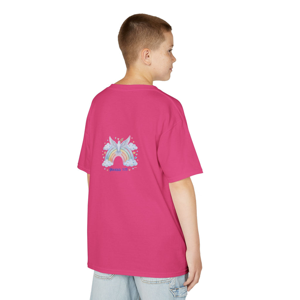 Christian Kids T-Shirt — "God Keeps His Promises" Rainbow Dove Tee | Psalm 145:13