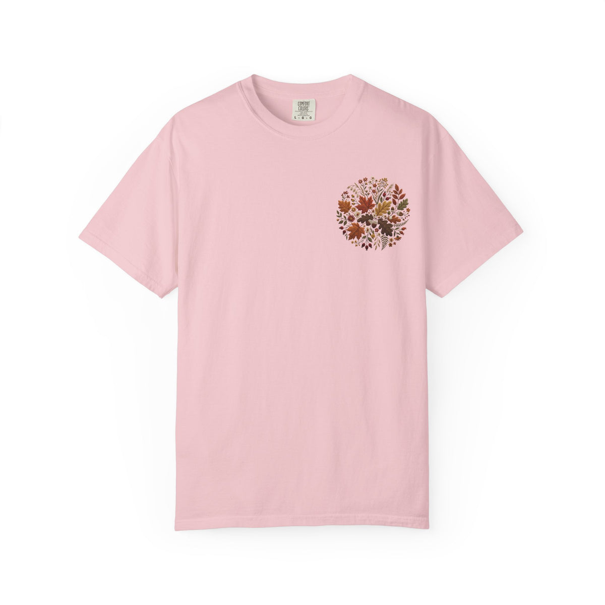 T-Shirt — Autumn Floral Wreath Tee (Fall Leaves Chest & Back Print)