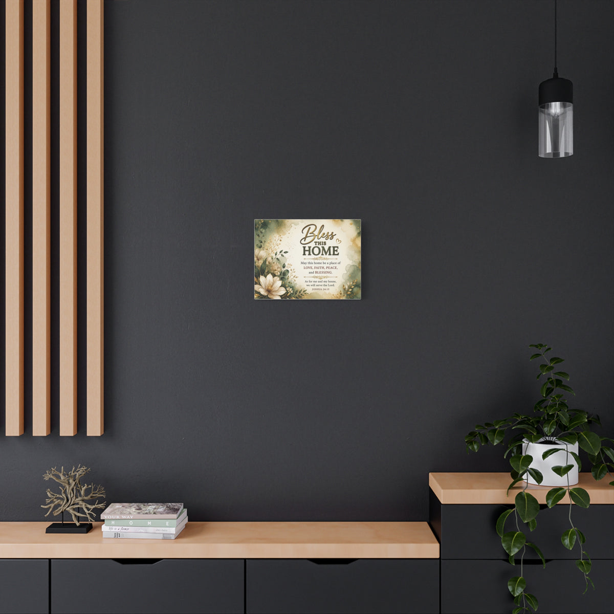 Bless This Home Canvas Wall Art — Floral Scripture Home Blessing (Joshua 24:15)