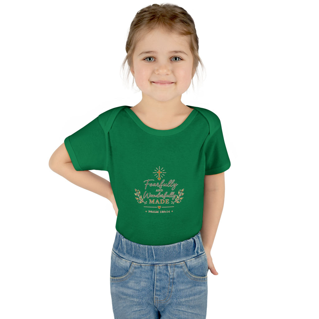 Fearfully & Wonderfully Made Baby Bodysuit | Christian Baptism Gift Onesie