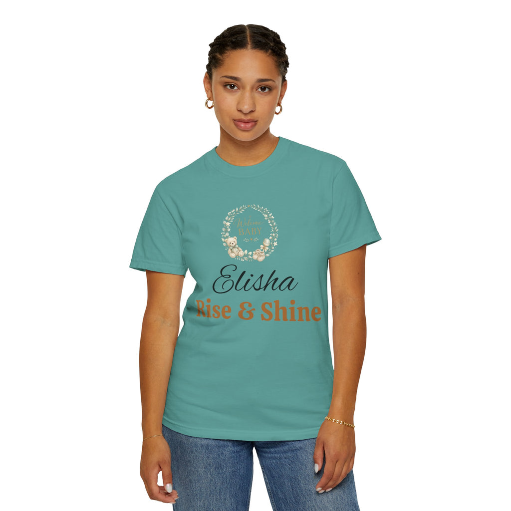 Personalized 'Rise & Shine' T-Shirt — Custom Name Floral Monogram Tee