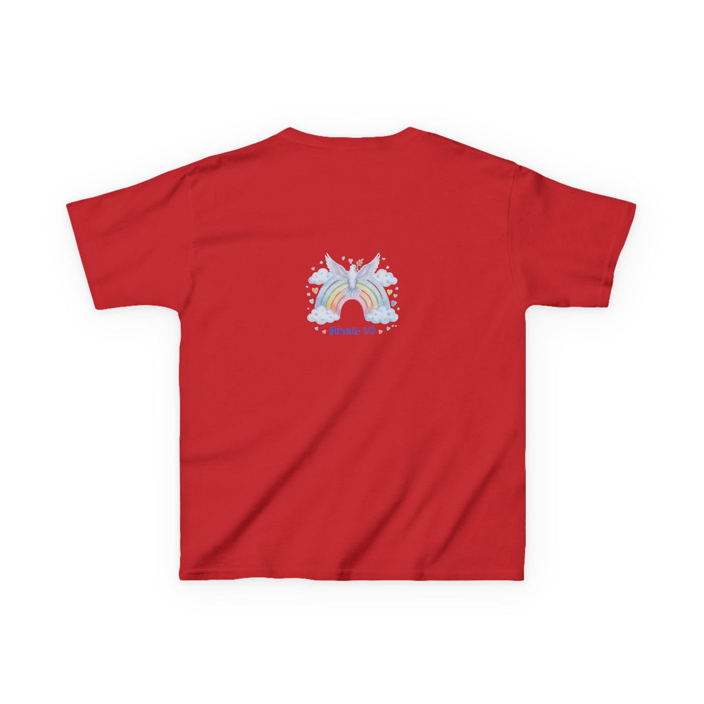 Christian Kids T-Shirt — "God Keeps His Promises" Rainbow Dove Tee | Psalm 145:13