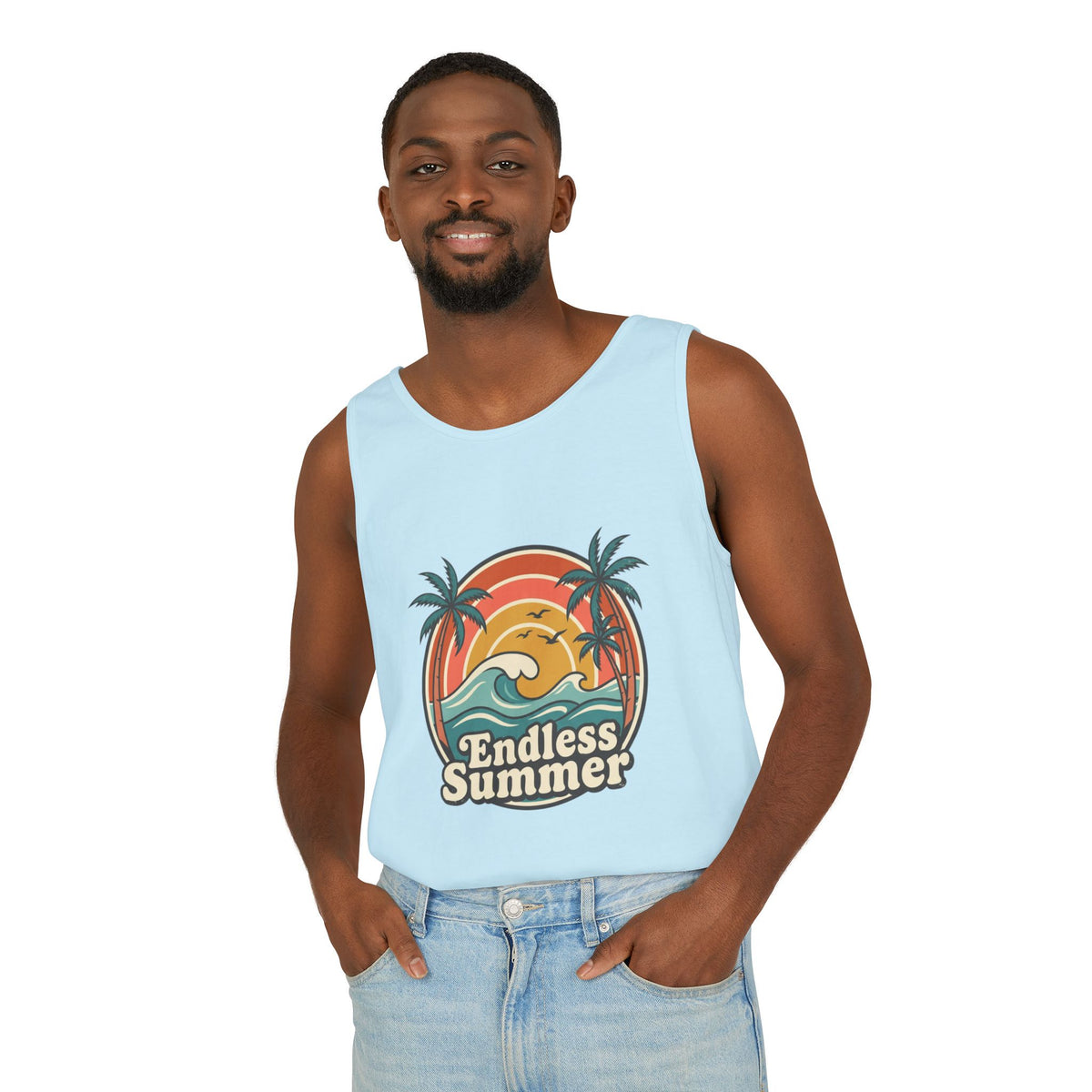 Endless Summer Tank Top — Retro Beach Palm Tree Surf Graphic