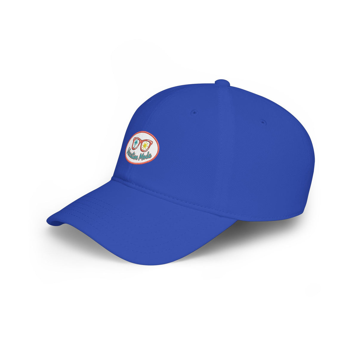 Red 'Vacation Mode' Low Profile Baseball Cap — Sunglasses Patch Dad Hat