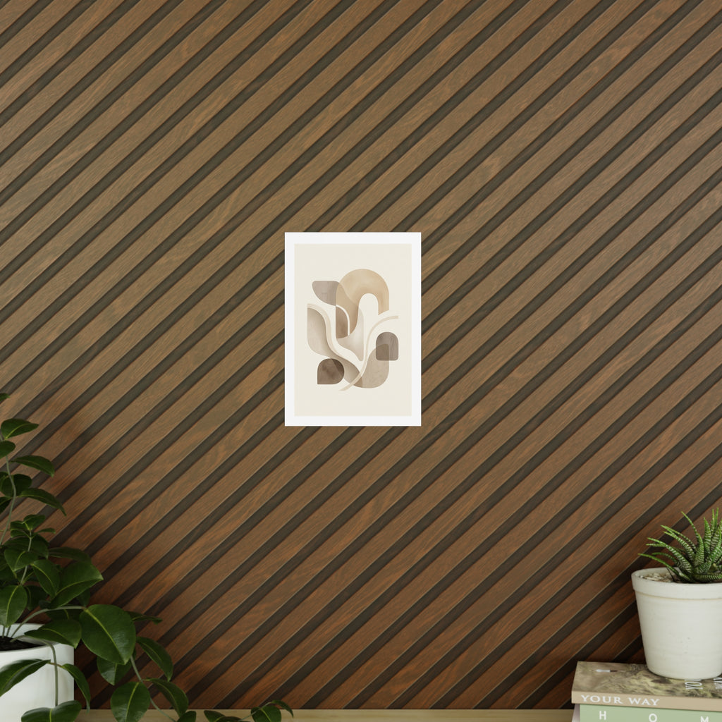 Beige Botanical Wall Art Poster — Minimalist Neutral Print, 250gsm Photo Paper, Matte or Satin