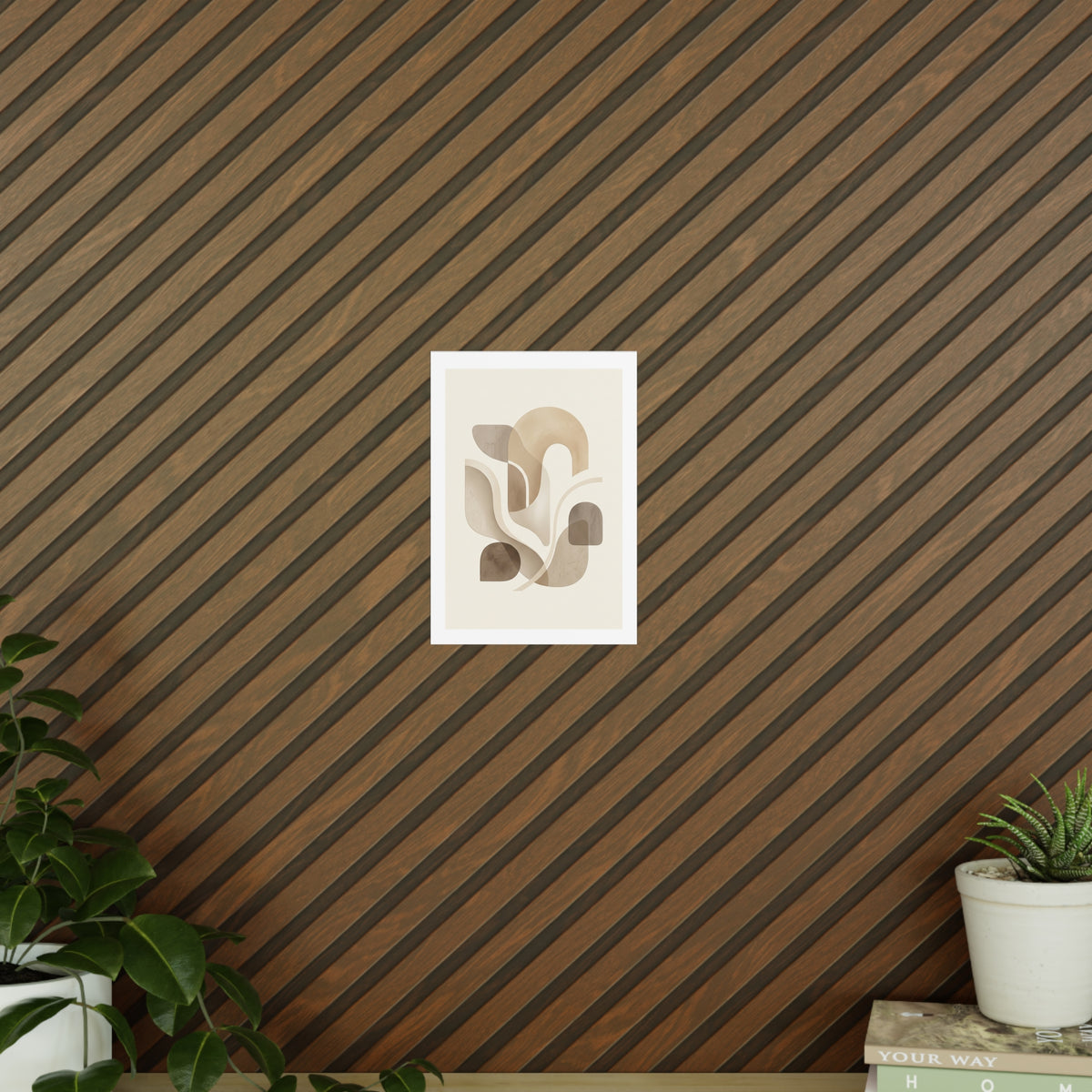 Beige Botanical Wall Art Poster — Minimalist Neutral Print, 250gsm Photo Paper, Matte or Satin