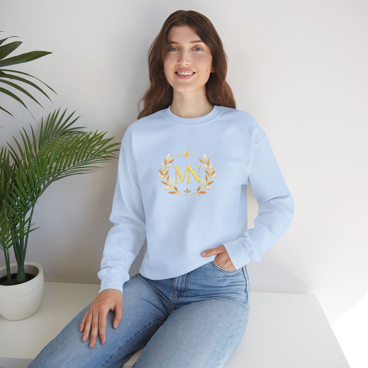 Gold Laurel Monogram Crewneck Sweatshirt