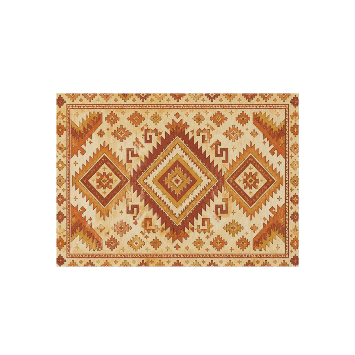 Southwestern Outdoor Rug — Rust & Gold Geometric Patio Mat