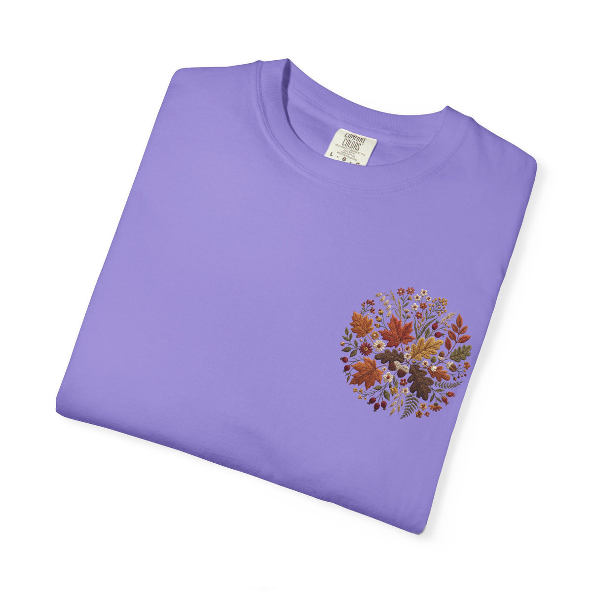 T-Shirt — Autumn Floral Wreath Tee (Fall Leaves Chest & Back Print)