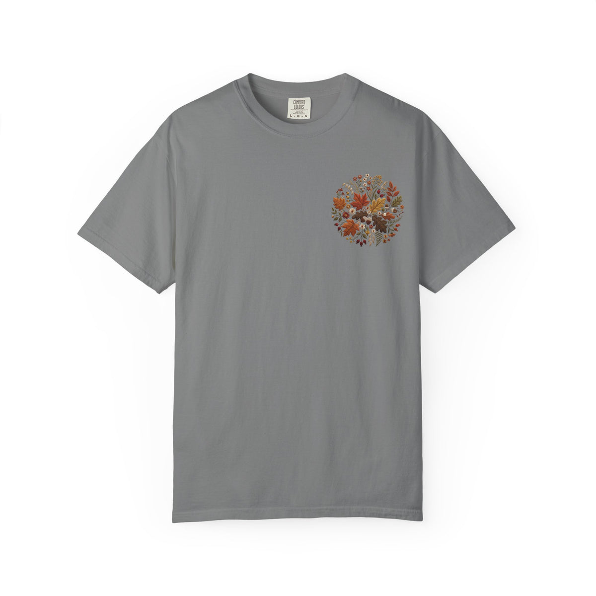 T-Shirt — Autumn Floral Wreath Tee (Fall Leaves Chest & Back Print)