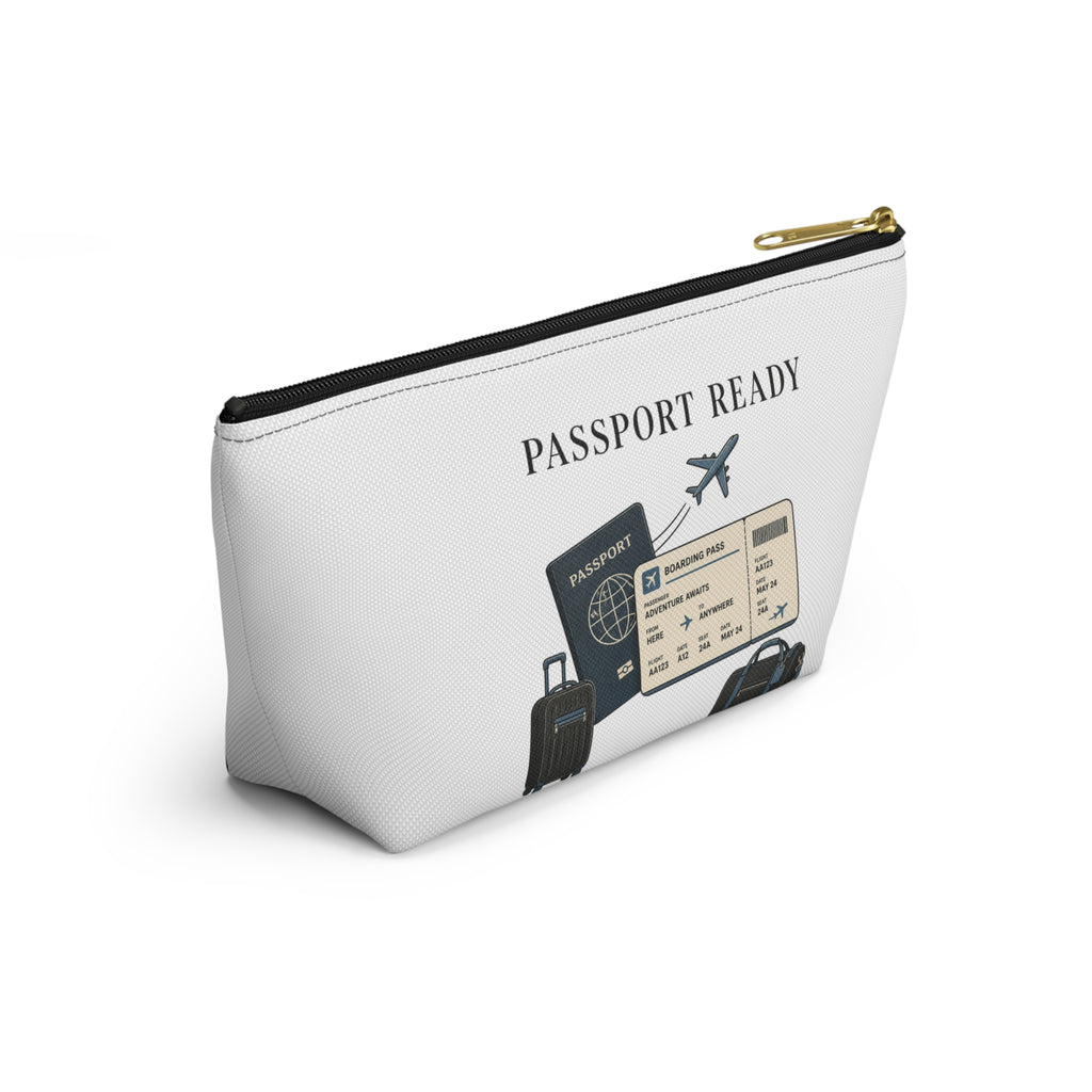 Passport Ready Travel Accessory Pouch — T‑Bottom Toiletry & Document Organizer