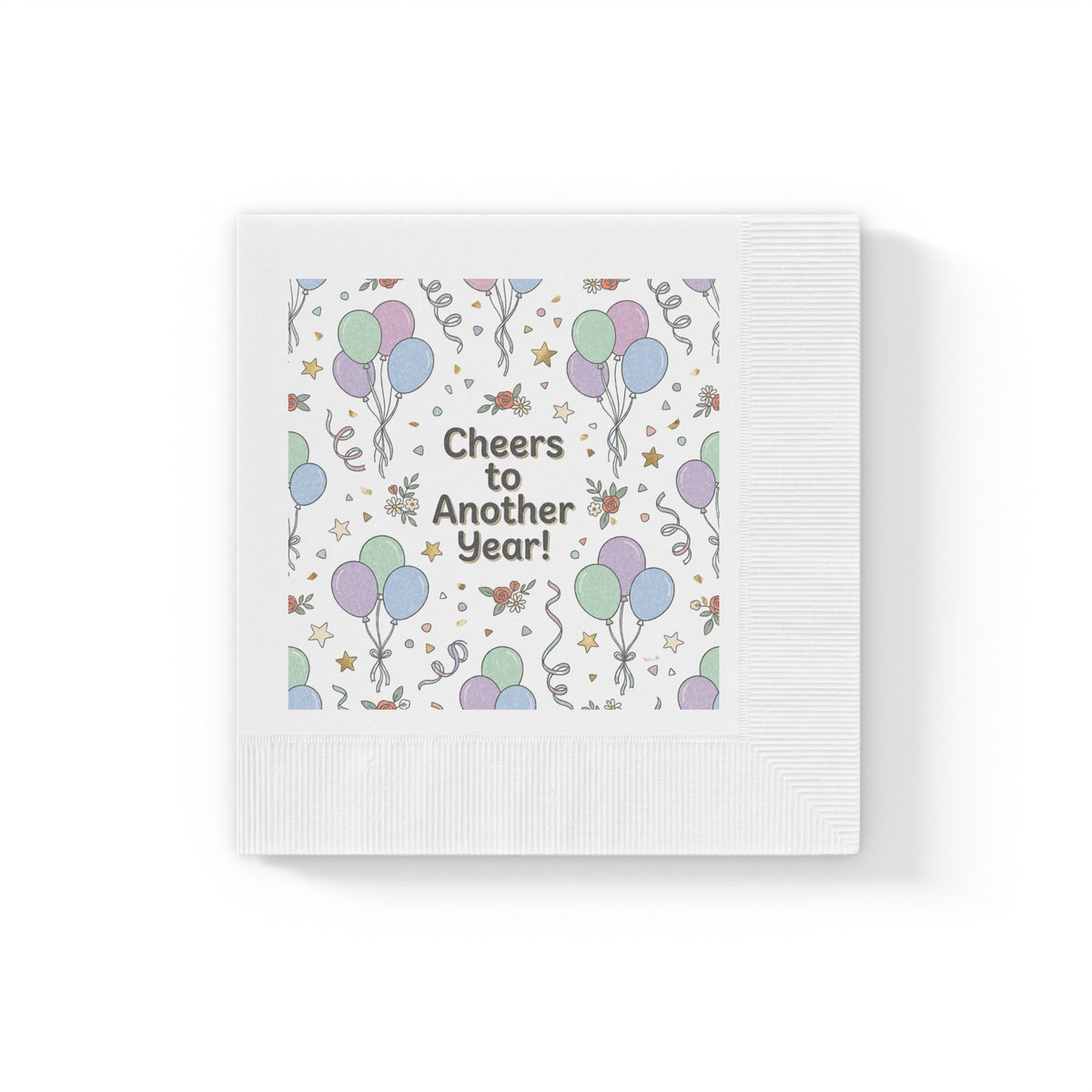 Cheers to Another Year Cocktail Napkins — Birthday & New Year Party Beverage Napkins