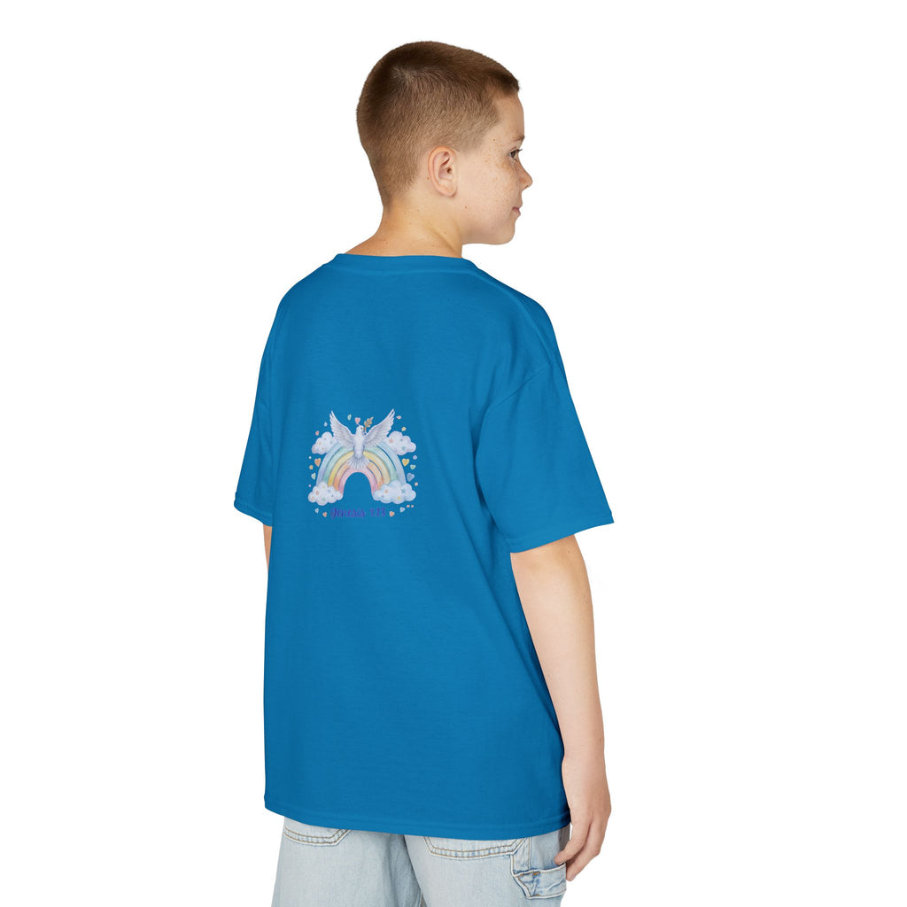 Christian Kids T-Shirt — "God Keeps His Promises" Rainbow Dove Tee | Psalm 145:13