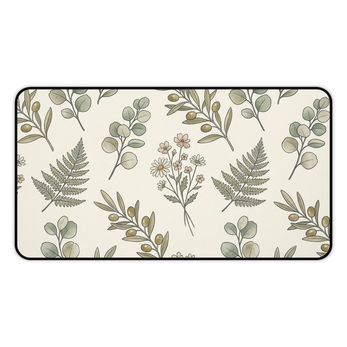 Botanical Fern Desk Mat — Neutral Floral Mouse Pad for Home Office