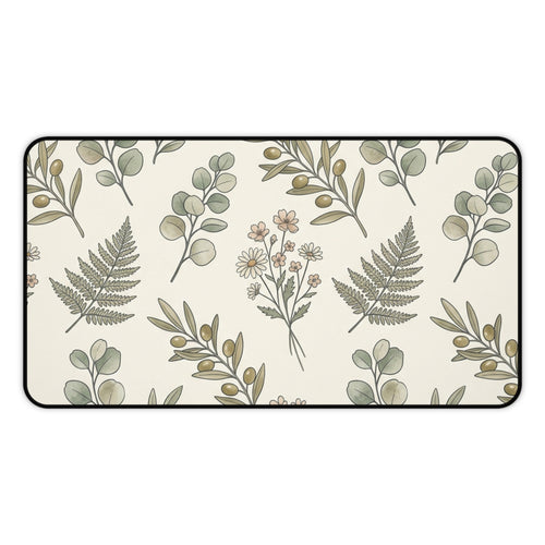 Botanical Fern Desk Mat — Neutral Floral Mouse Pad for Home Office