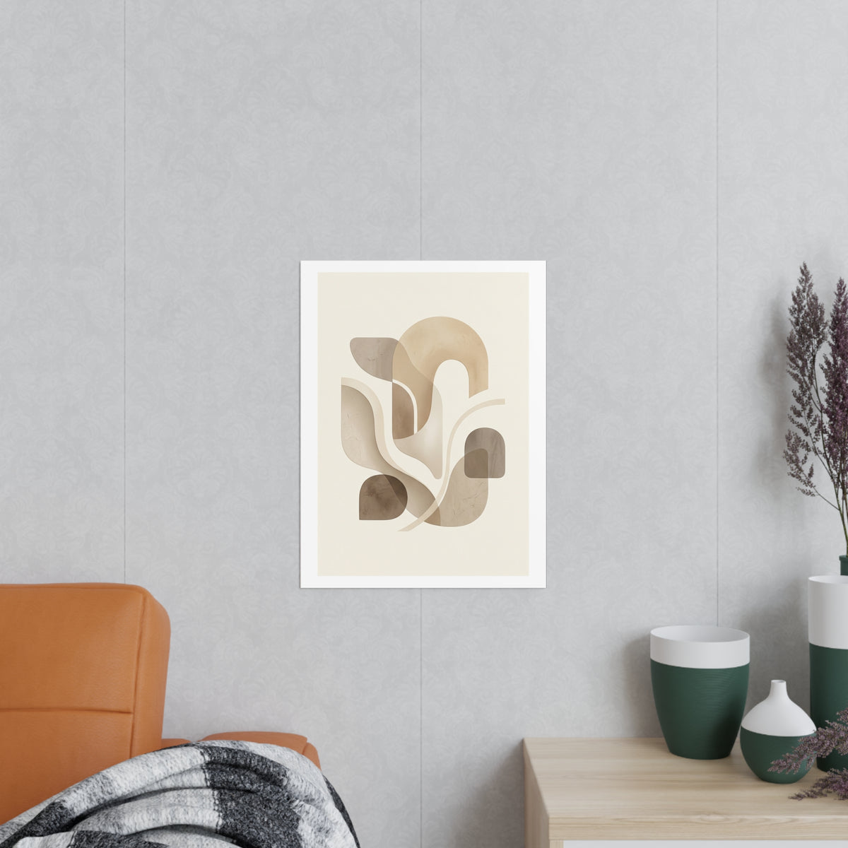 Beige Botanical Wall Art Poster — Minimalist Neutral Print, 250gsm Photo Paper, Matte or Satin