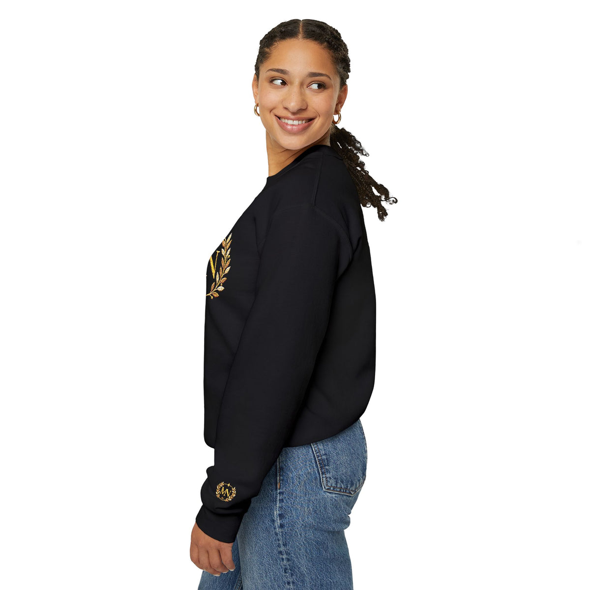 Gold Laurel Monogram Crewneck Sweatshirt