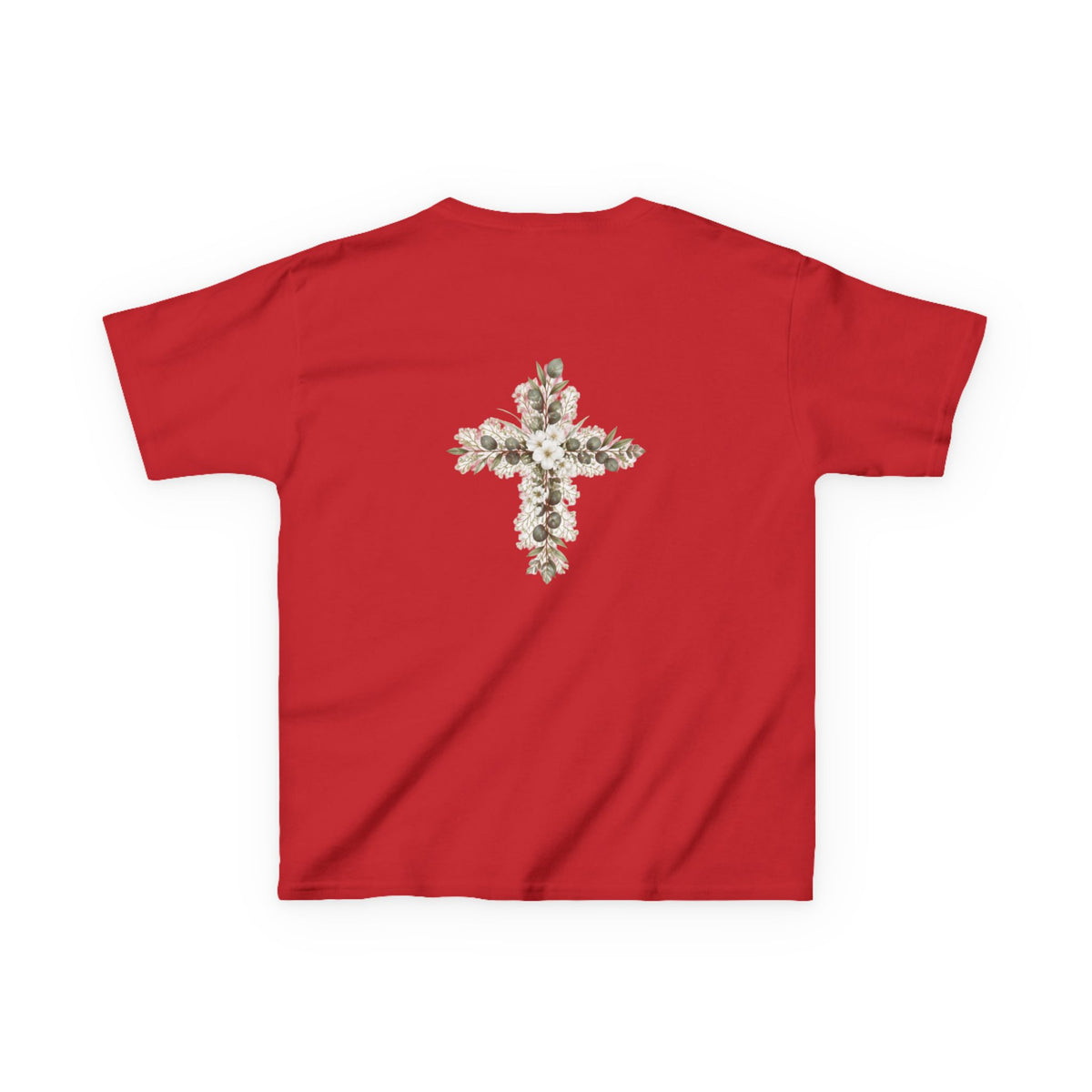 Kids Tee — Floral Cross “Faith” Christian Shirt for Children (Easter, Baptism, Church)