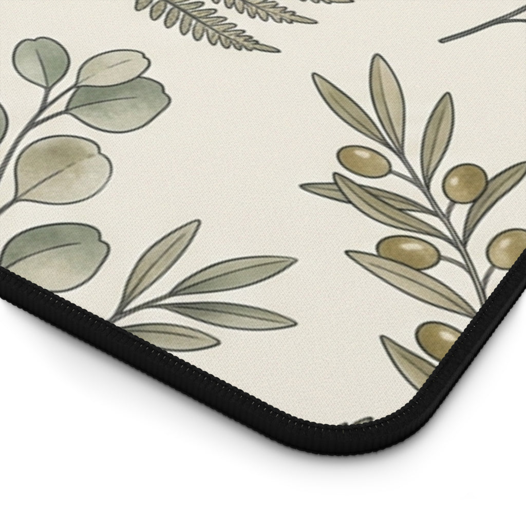 Botanical Fern Desk Mat — Neutral Floral Mouse Pad for Home Office