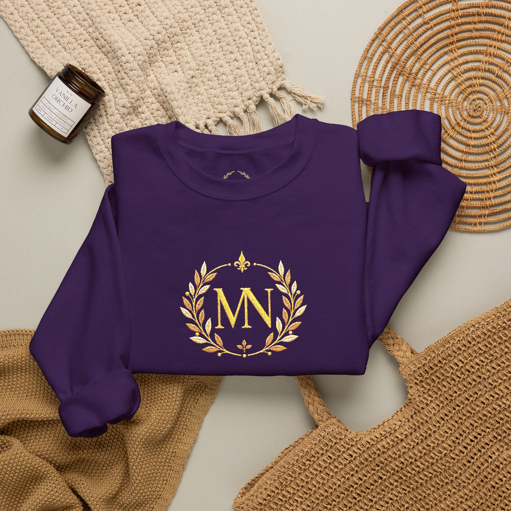 Gold Laurel Monogram Crewneck Sweatshirt